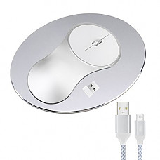 [해외]Wireless Mouse with Pad,BOOMER VIVI 2.4GHz Ergonomic Silent Click Aluminium Optical Mice Mini Wireless Mouse with Mouse Pad,Nano USB Receiver for Laptop PC Mac Computer (Silver)