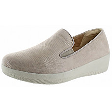 [해외]핏플랍 Womens Superskate Lizard-Print Suede Loafer Flat, Nude Pink, 11 M US