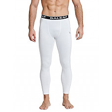 [해외]Baleaf Mens Thermal Compression Baselayer Pants Leggings White/Gray Size S