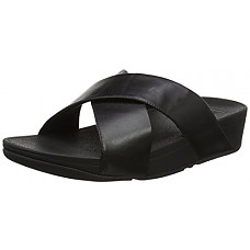 [해외]핏플랍 New Womens Lulu Leather Cross Slide Black 7