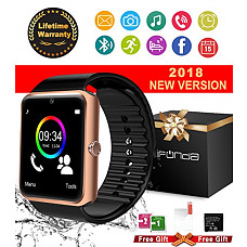 [해외]Bluetooth Smart Watch With 카메라 방수 Smartwatch Touch Screen Unlocked Cell Phone Watch Smart Wrist Watch Smart 시계 For Android Phones 삼성 IOS iPhone 6S 7 7S 8 X Plus (black)