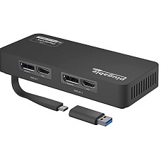 [해외]Plugable 4K DisplayPort and HDMI Dual Monitor Adapter for USB 3.0 and USB-C, Compatible with Windows and Mac