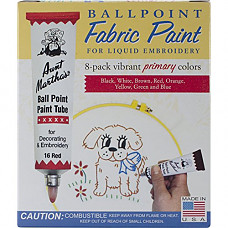 [해외]Aunt Marthas Ballpoint 8-Pack Embroidery Paint, Primary Colors