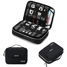[해외]BAGSMART Universal Travel Cable Organizer Electronics Accessories Carry Bag for 9.7 inch iPad, Kindle, Power Adapter, Black+Grey