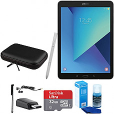 [해외]삼성 갤럭시 Tab S3 9.7 Inch Tablet with S Pen - Silver - 32GB Accessory Bundle Includes 32GB MicroSDHC Memory Card, Case for Tablets, Stylus, USB-C Adapter, Screen Cleaner and Earbuds