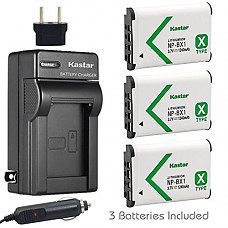 [해외]Kastar 배터리 (3-Pack) and Charger for 소니 NP-BX1, M8 and Cyber-shot DSC-HX50V, HX300, RX1, RX1R, RX100, RX100M, RX100M3, WX300, HDR-AS10, AS15, AS30V, AS100V, AS100VR, CX240, MV1, PJ275 카메라