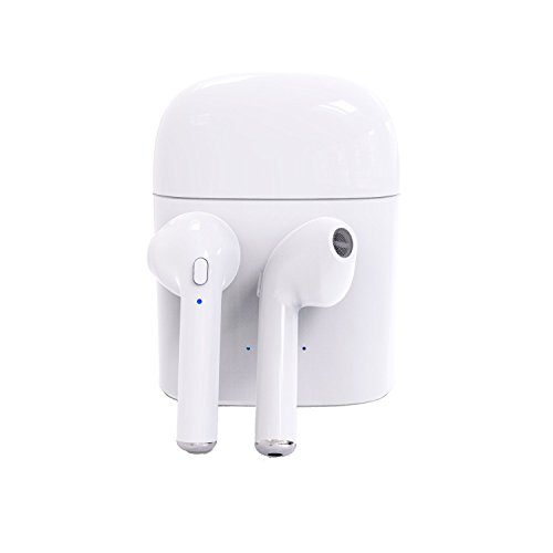 [해외]Wireless Earbuds: Wireless TraderTrue Bluetooth Best Mini TWS Earphone Charging Case In-Ear Sport Headphones Headset HandsFree Mic Noise Cancelling Sweatproof Running Workout iPhone Android (White)