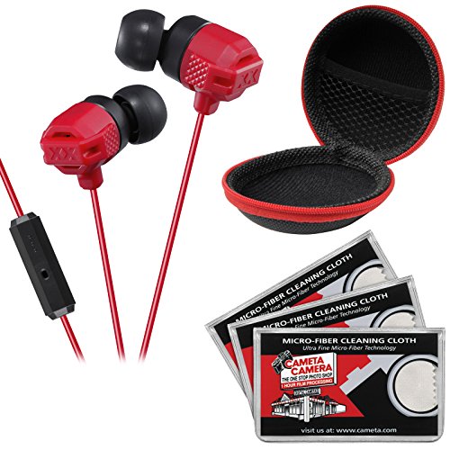 [해외]JVC HA-FR202 XTREME XPLOSIVES Inner Ear Headphones with Remote & Mic (Red) with Case & 3 Microfiber Cloths