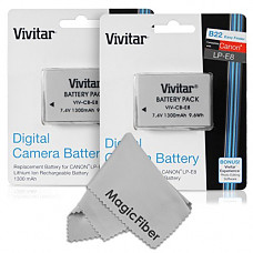[해외](2 Pack) Vivitar LP-E8 Ultra High Capacity 1300mAH Li-ion Batteries for CANON REBEL T5i T4i T3i T2i, EOS 700D 650D 600D 550D DSLR (Canon LP-E8 Replacement)