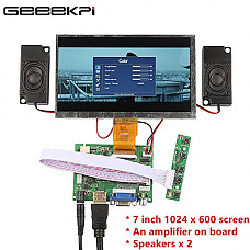 [해외]GeeekPi 7 Inch 1024x600 HDMI Screen LCD Screen & Driver Board with Amplifier Onboard & Two Speakers Kit for Raspberry Pi
