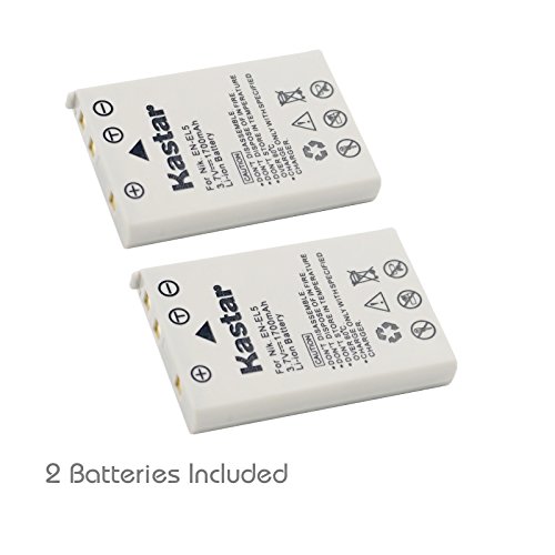 [해외]Kastar 2 Pack EN-EL5 Rechargeable Li-ion 배터리 for 니콘 Coolpix P3, P4, P90, P80, P100, P500, P510, P520, P530, P5000, P6000, S10, 3700, 4200, 5200, 5900, 7900 Digital Cameras