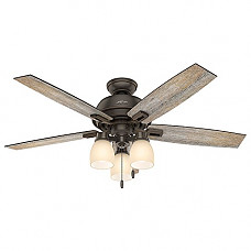 [해외]Hunter Fan Company 53336 Casual Donegan Onyx Bengal Ceiling Fan with Light, 52"