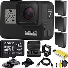 [해외]고프로 HERO7 Black + Extra Batteries + Carrying Case + Cleaning Kit + 16GB Memory Card