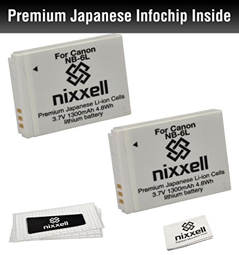 [해외]Nixxell Replacement 캐논 NB-6L 배터리 for Select 캐논 Powershot Cameras, Pack of 2