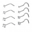 [해외]8 Pcs 20 Gauge Stainless Steel Nose Rings Studs L Shaped Crook Nose Body Piercing Jewelry 1.5mm 2mm 2.5mm 3mm Diamond CZ Nose Stud L Bend for Women Girl Piercing (Sliver-Steel)