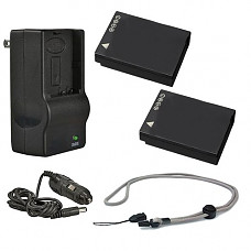 [해외]Panasonic Lumix DMC-ZS10 High Capacity Intelligent Batteries (2 Units) + AC/DC Travel Charger + Krusell Multidapt Neck Strap (Black Finish)