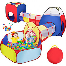 [해외]Sunba Youth Kids Tent with Tunnel, Ball Pit for Boys Girls, Babies and Toddlers Indoor& Outdoor Pop up Playhouse Toys with Mini Basketball Hoop 5pcs Set