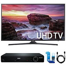 [해외]삼성 UN40MU6290 Flat 39.9" LED 4K UHD 6 Series Smart TV (2017 Model) w/ HDMI DVD Player Bundle Includes, HDMI 1080p High Definition DVD Player, 6ft High Speed HDMI Cable and LED TV Screen Cleaner