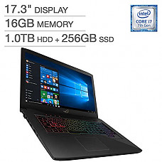[해외]ASUS ROG Strix GL703VM-IH74 17.3" Gaming Laptop, Intel Core i7-7700HQ 2.8 GHz, 16GB DDR4 RAM, 256GB SSD + 1TB HDD, 6GB NVIDA GTX 1060, 4-Zone RGB Keyboard Win 10 Home