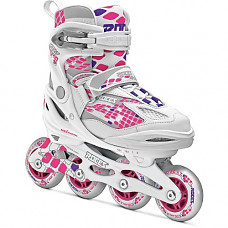 [해외]Roces Moody 4.0 Girls Adjustable Inline Skate, White/Pink Lightning, US 13Jr-3
