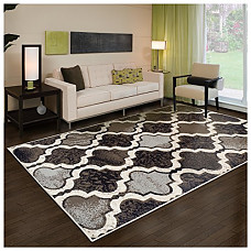 [해외]Superior Modern Viking Collection Area Rug, 8mm Pile Height with Jute Backing, Chic Textured Geometric Trellis Pattern, Anti-Static, Water-Repellent Rugs - Chocolate, 2 x 11 Runner