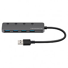 [해외]FREEGENE 4-Port USB 3.0 Hub (5Gbps Transfer Speed, Anodized Alloy, Compact, Lightweight, For Mac and Windows OS) USB 3.0 HUB (TYPE-A)