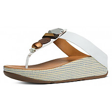 [해외]핏플랍 Womens Jeweley Toe Post Beaded Slide Sandal Shoes, Urban White, US 7