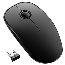 [해외]VicTsing Upgraded 2.4G Slim Wireless Mouse with Nano Receiver, Noiseless and Silent Click Mice with 1600 DPI for PC, Laptop, Computer, and MacBook, Black
