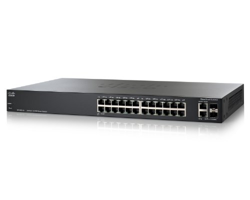 [해외]Cisco SF200-24P Smart Switch: 24 10/100 Ports, 12 of 24 PoE Ports, 2 Combo Mini-GBIC Ports (SLM224PT-NA)