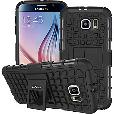 [해외]갤럭시 S6 Case, DLF Case [ Shockproof ] 삼성 갤럭시 S6 Case Heavy Duty Rugged Dual Layer TPU Textured Non Slip Reinforced Polycarbonate Hybrid Case for 삼성 갤럭시 S6 with Kickstand (Black)