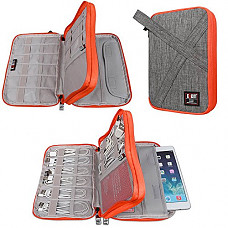 [해외]Universal Electronics Accessories Organizer Bag for USB,SD Card, Flash Driver,Cable Cords,Power Bank,iPad Mini, Travel Gear Bag(Medium, Grey Color)