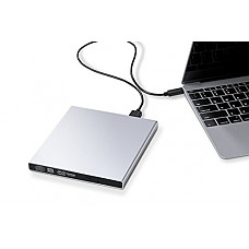 [해외]aPrime USB-C to Mini-B Metallic External CD DVD RW SuperDrive for MacBook 12” Retina, MacBook Pro 13”/15” with Touch Bar and new iMac (Pro) 2017/2018 (Silver)