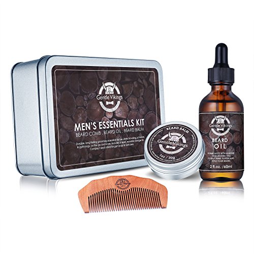 [해외]Gentle Vikings Beard Growth Grooming Kit, Beard Oil Balm/Butter/Wax Trimming Comb Kit, Gift Set for Beard Styling & Shaping, Gift Idea for Men, Husband, Faster and Him