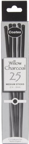[해외]PH Coates Willow Charcoal 25/Pkg-Thin 3-4mm