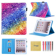 [해외]아이패드 2 Case, ipad 3rd generation case, ipad 4th generation case, Dluggs Protective PU Leather Folio Flip Smart Case with Auto Sleep/Wake Function for 애플 아이패드 2/iPad 3/iPad 4, Colorful Star