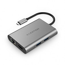 [해외]LENTION USB-C Digital AV Multiport Adapter with 4K HDMI, USB 3.0, Gigabit Ethernet and Power Delivery for 애플 MacBook 12, 2016 2017 2018 MacBook Pro 13 15, ChromeBook, Dell XPS and More (Space Gray)