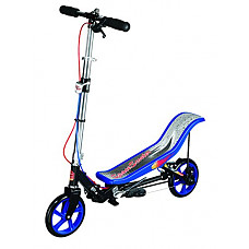 [해외]SpaceScooter Ride On Black/Blue | Push Board Pump Action Kids Scooter with Handbrake, Air Suspension & Compact Fold