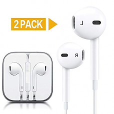 [해외]VOWSVOWS 3.5mm Earphones/Earbuds/Headphones Stereo Mic&Remote Control Compatible with iPhone 6s/6plus/6/5s/se/5c/iPad/iPod 갤럭시 More Android Smartphones (White)(2Pack)