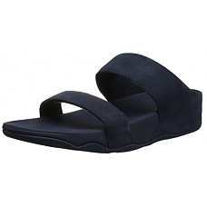 [해외]핏플랍 Womens Lulu Slide Shimmer-Check Sandal, Midnight Navy, 9 M US