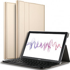 [해외]IVSO Huawei MediaPad M5 10.8 inch Tablet Front Prop Stand Case with Detachable Bluetooth Keyboard, Ultra-Thin Stand Cover Case for Huawei MediaPad M5 10.8 inch Tablet (Gold)