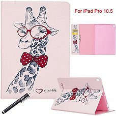 [해외]아이패드 Pro 10.5 Case, Newshine Colorful Premium Light Weight Stand Folio Shock Proof Protector with [Card Slots] for 애플 아이패드 Pro 10.5 Inch 2017 Release Tablet - Giraffe