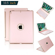 [해외]Ipad pro 10.5 case, ARIMOOZ Multi-Functional Smart Auto Wake & Sleep keyboard,Slim Shell Protective Cover with Wireless Bluetooth Keyboard for apple Pro 10.5 (A1701/A1709) (Rose Gold 10.5)