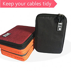 [해외]Caveen Organizer Bag 방수 Electronics Travel Organizer Electronics Accessories Cases For Various USB, Phone, Charge and Cable Universal Double Layer Travel Bag, Orange