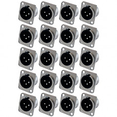 [해외]GLS Audio XLR Male Jack 3 Pin - Panel Mount Jacks D Series Size XLR-M - 20 PACK
