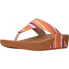[해외]핏플랍 Womens Lulu Toe Thong Sandals Orange Stripey 7 M US