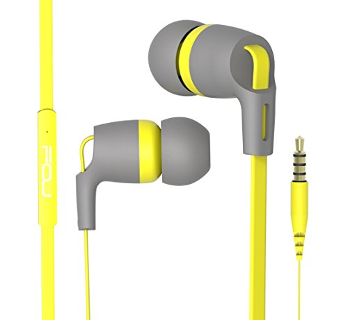 [해외]FOU Earbuds Earphones Headphones With Microphone Wired HIFI Stereo Bass In-ear Earbuds Headsets With Inline Remote Control for iOS/ Android (Yellow/Grey))