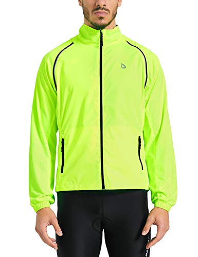 [해외]Baleaf Mens Cycling Running Jacket Convertible Barrier Windproof Water-Resistant Lightweight Fluorescent Yellow Size M