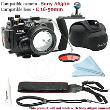 [해외]CamDive 40m/130ft Underwater 방수 카메라 Housing Case Kit with Aluminium Handle for A6300 16-50mm