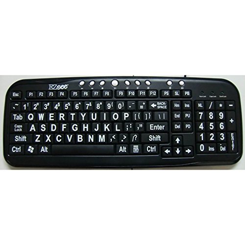 [해외]EnableMart LARGE PRINT Keyboard - Black Keys, White Print