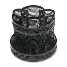 [해외]Business Source 62886 Rotary Mesh Organizer - 6.62amp;quot; x 6.62amp;quot; x 6.62amp;quot; - Steel - Black